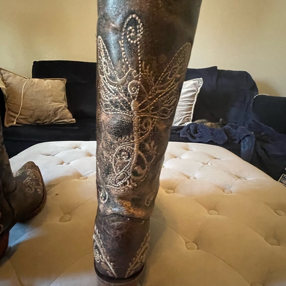 Dragonfly Embroidered Cowgirl Boots - image 5